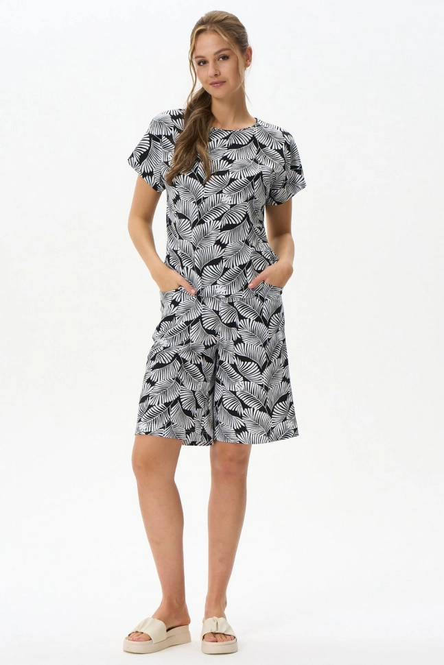 Шорты жен,b0702,b0702-p99.4s03(черный,чер,,листья), (44-164)