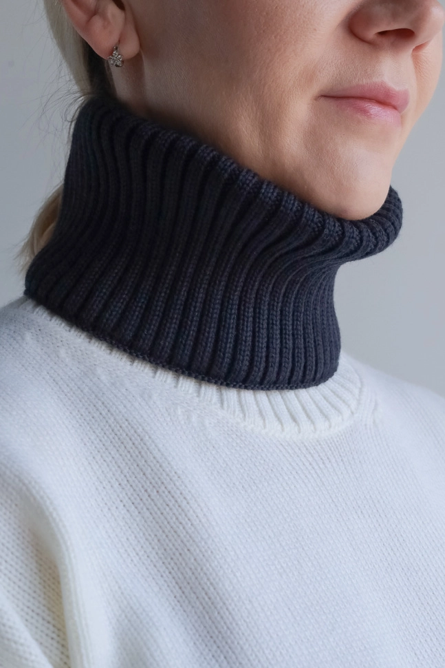 Шарф горло жен,6059-12,-(тёмно-синий NACHT BLAU 730 ASCONA 26/2,син-т,,меринос спецзаказ), (36х21)