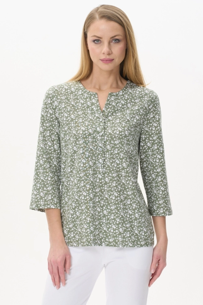 Джемпер жен,k1351,k1351-p72.4s03(оливковый,зел,,бел цветы), (60-164)