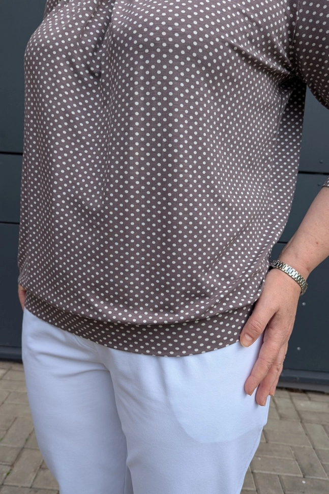 Джемпер жен,а1417,а141705(,корич,,бел горош), (48-158,164)