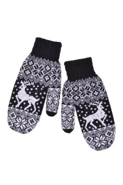 Варежки жен,а1798,а1798-4(черный,чер,,меринос бел олени), (17)