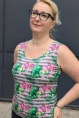 Майка жен,а1067,а106714(зеленый,зел,-,цветы листья на сер полос), (44-158,164)