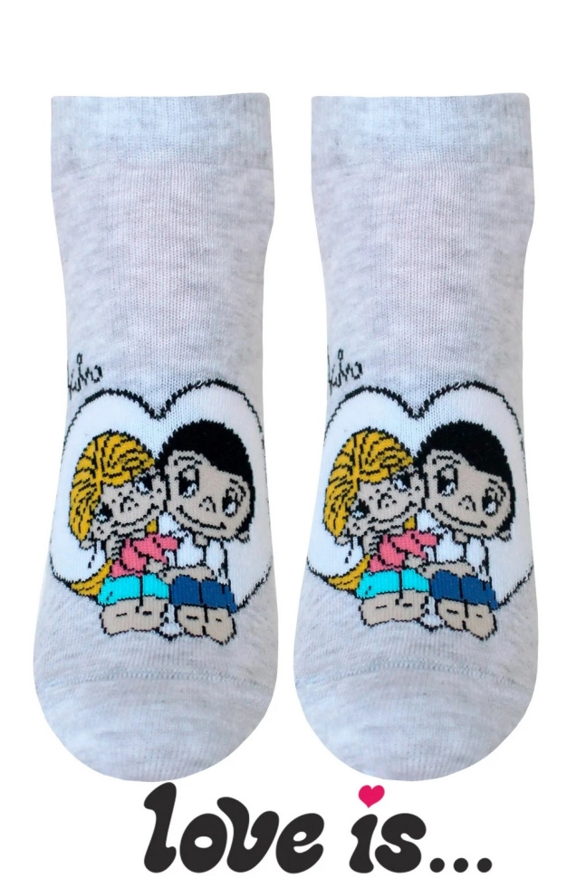 Носки жен,б1163,734(св.серый меланж,сермел-св,,сердце с влюбленными), (23)