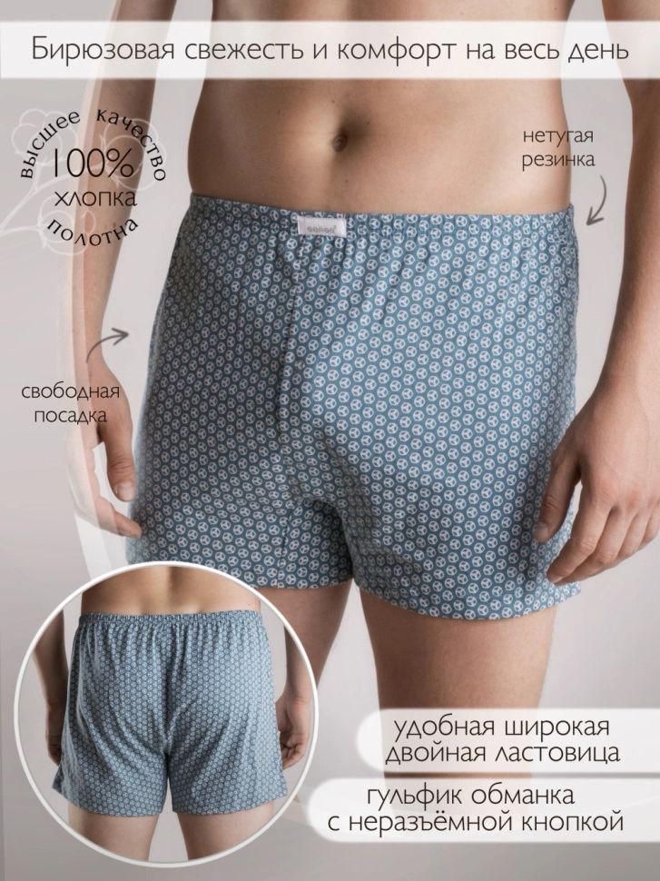 Трусы муж,s7017,s7017/61(бирюзовый лёд,зел,бел, бирюзовый лёд 01-2224-02), (44)