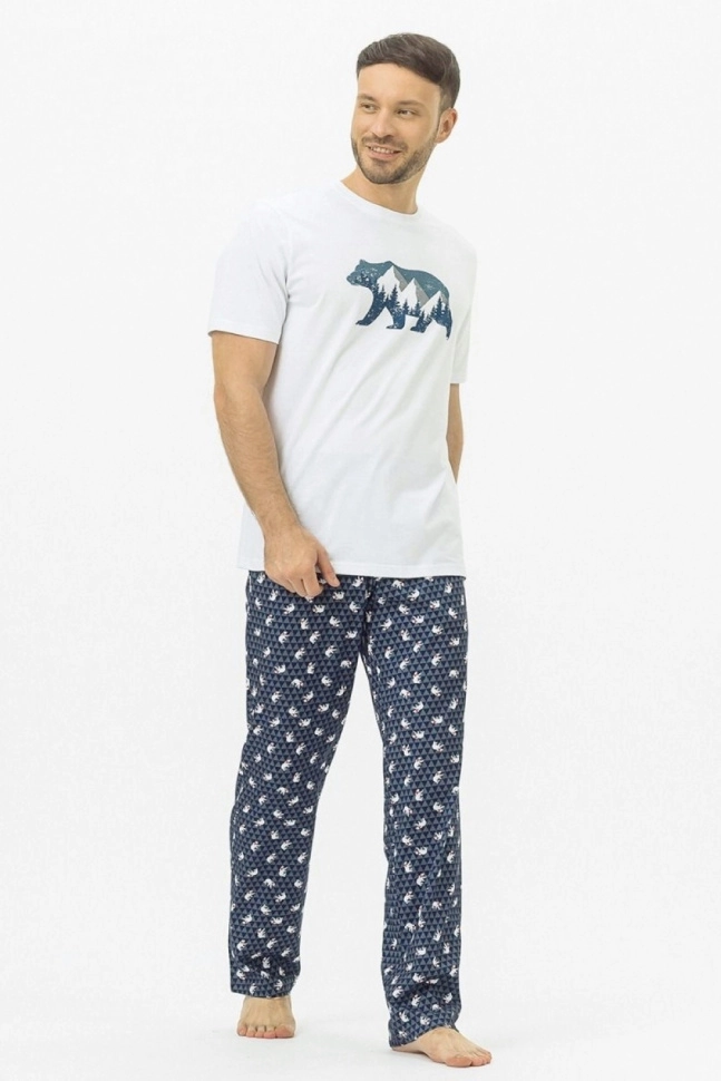 Пижама муж,pdk-291,-(белый/медведь белый,бел,сер,), (48-176,182)
