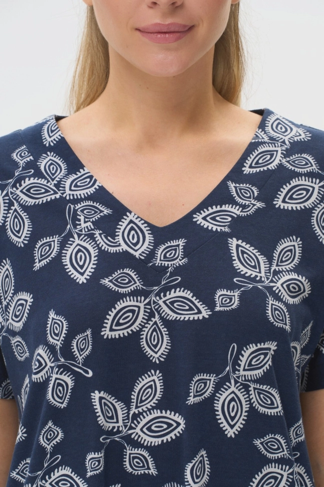 Платье жен,n0900,n0900-p59.5s11(тёмно-синий,син-т,,беж листья), (48-164)