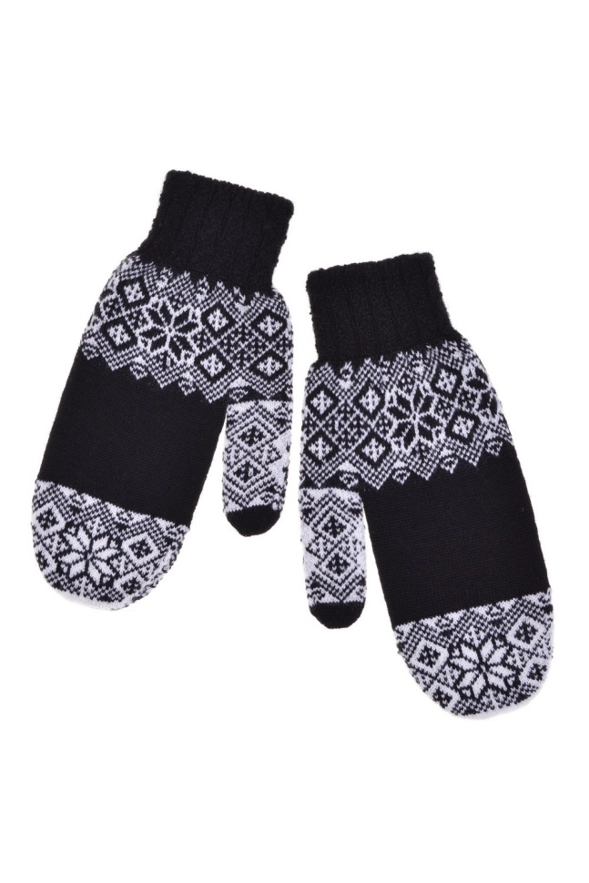 Варежки жен,а1798,а1798-4(черный,чер,,меринос бел олени), (17)