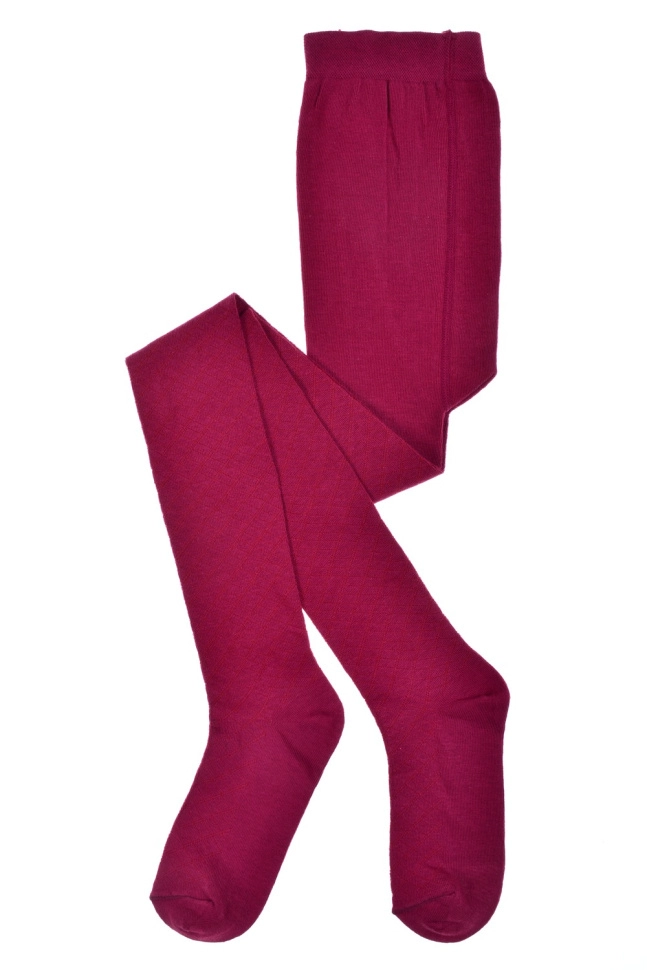 Колготки дев,с662,-(бордовый,бордо,,ромбы зигзаги полосы), (134,140-20-21)