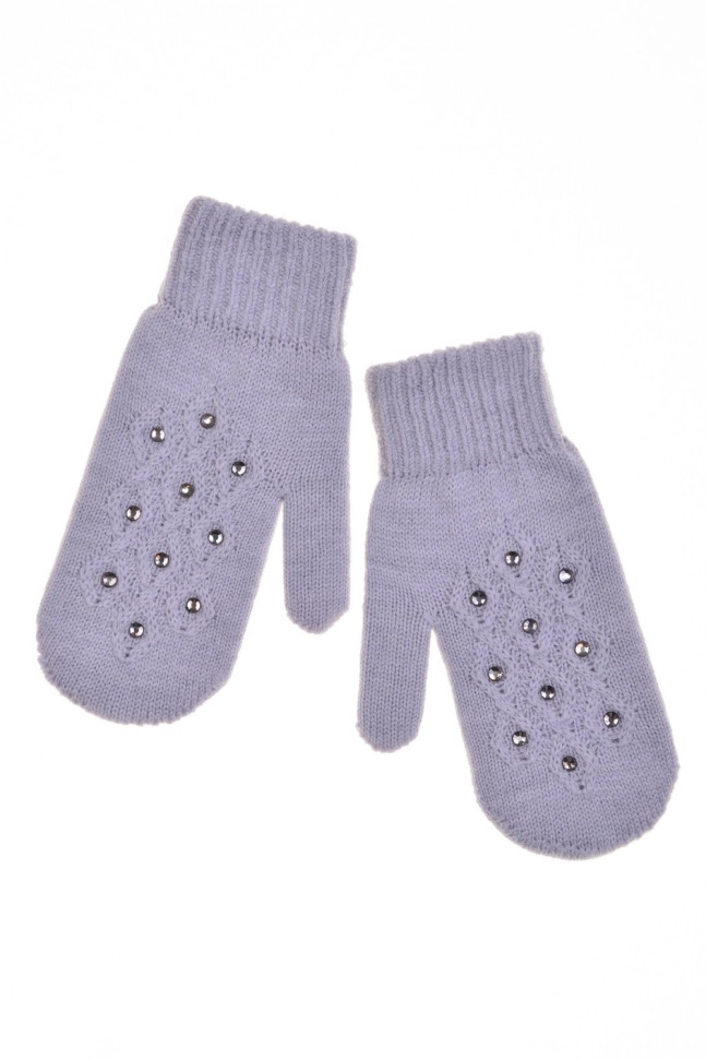 Варежки жен,а17038,а17038-22(берёзка,сер-св,,меринос стразы в ромбах), (17)