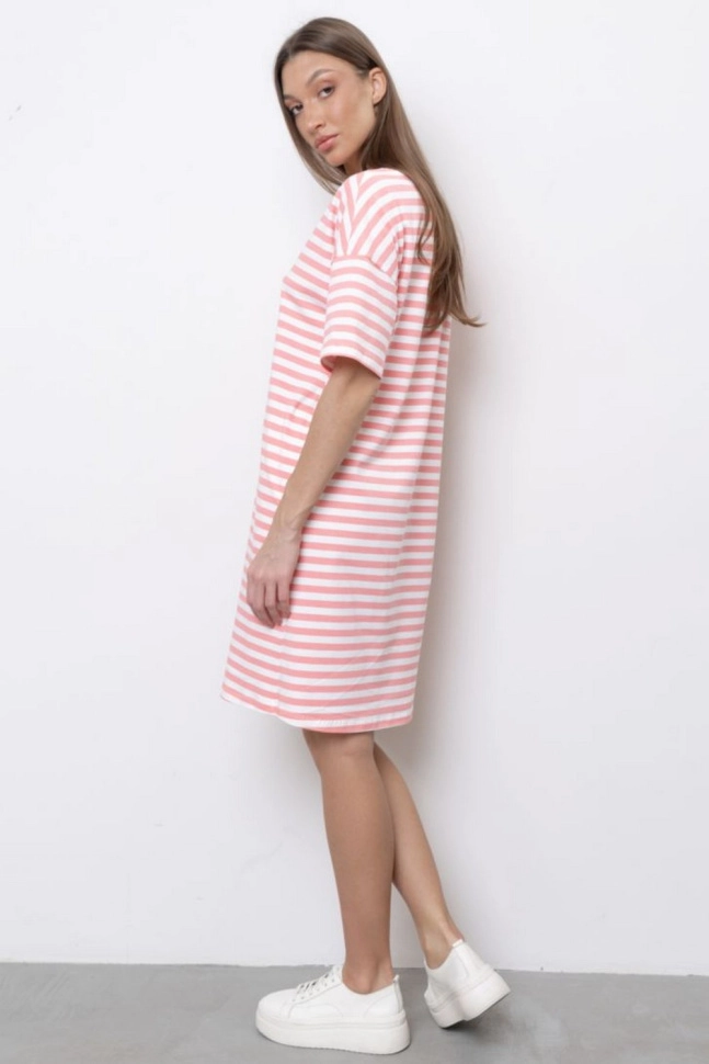 Платье жен,70184,1f-050(бело-розовый,роз,молоч,полоски), (46-170)