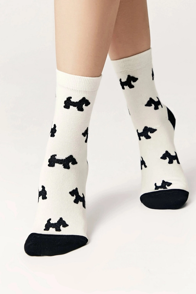 Носки жен,7с-22сп,587(молочный,молоч,,собачки), (23-25)