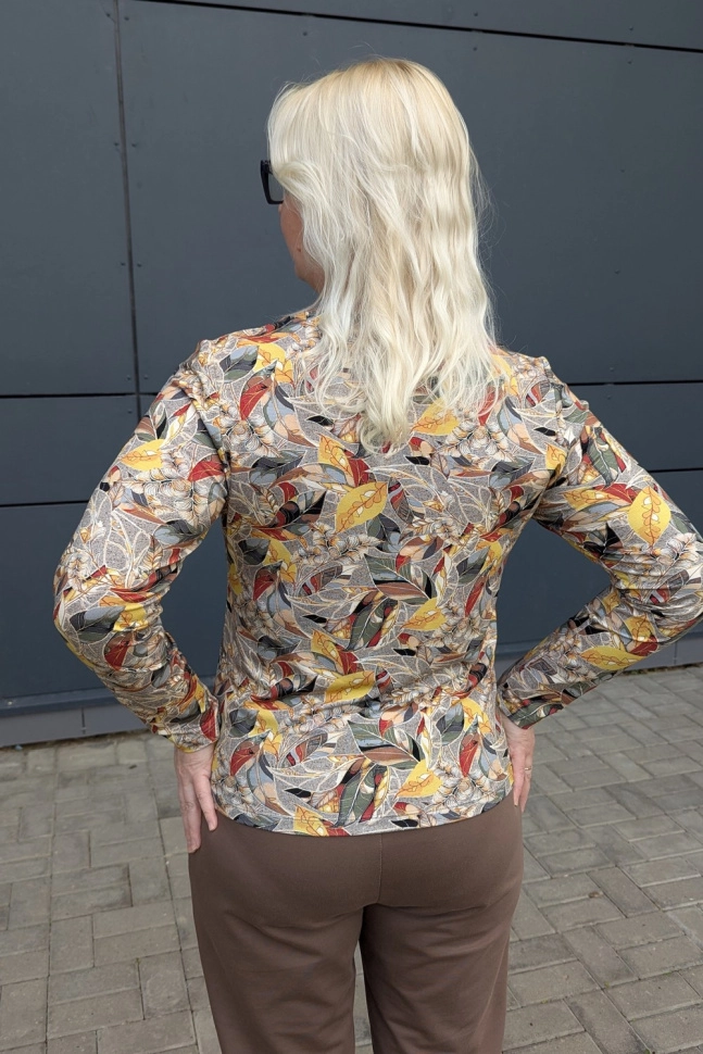 Джемпер жен,а363,а36305(,жел,сер,листья), (48-158,164)