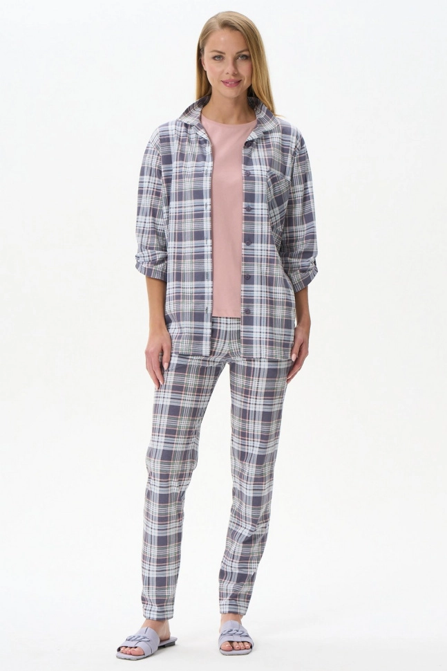 Брюки жен,b0162,b0162-c90.4s03(серый,сер-т,,бел клетка), (46-164)