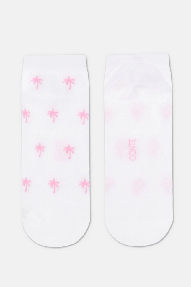 Носки жен,23с-111сп,589(белый-розовый,бел,,пальмы св.роз), (23)