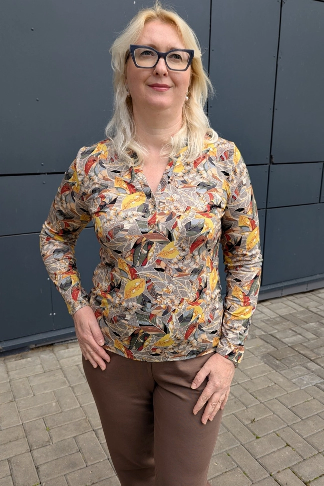 Джемпер жен,а363,а36305(,жел,сер,листья), (48-158,164)