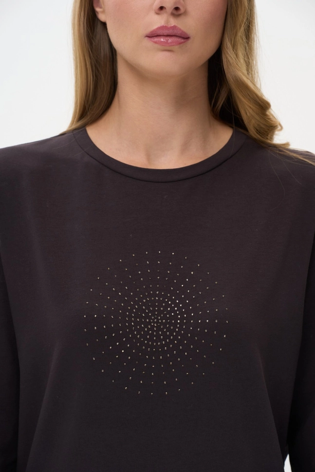 Джемпер жен,k5700,k5700-r89.5f16(тёмно-коричневый,корич,,стразы), (50-164)