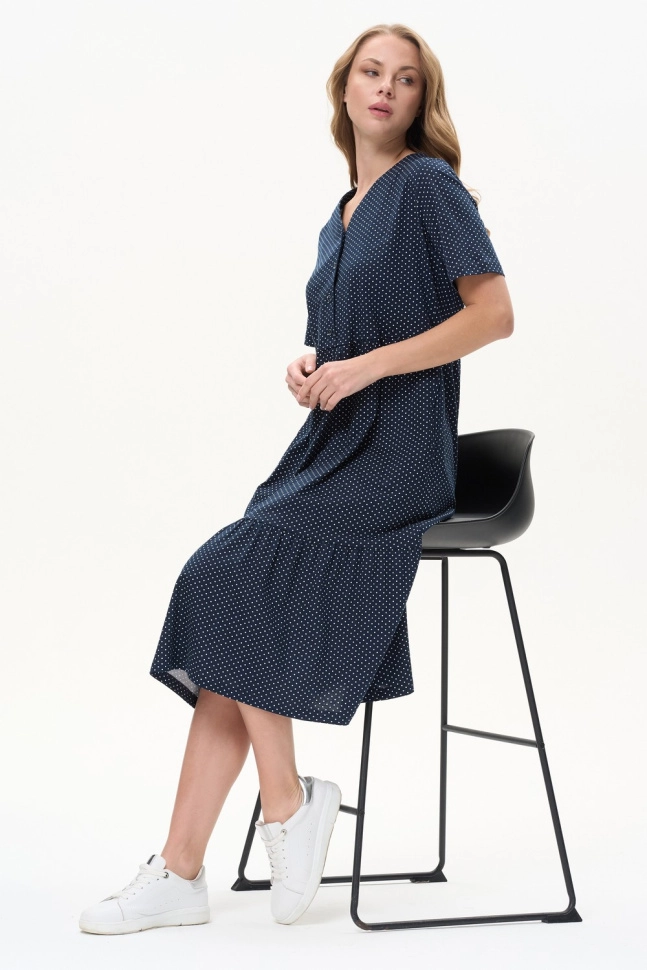 Платье жен,n1396,n1396-g59.6s04(тёмно-синий,син-т,,бел горошек), (48-164)