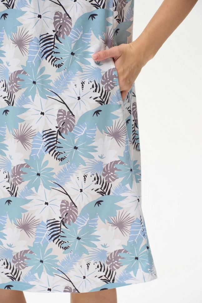 Платье жен,n1121,n1121-f18.5s03(голубой,гол,беж,листья), (54-164)