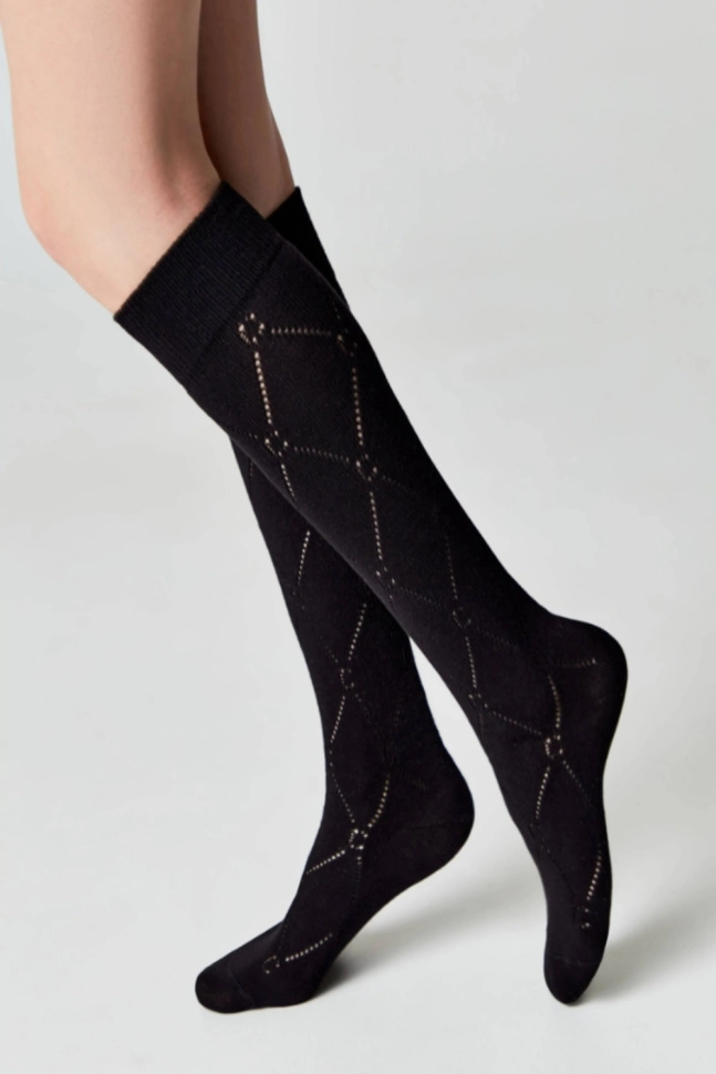 Гольфы жен,23с-152сп,007(черный,чер,,ромбы ажур), (23-25)