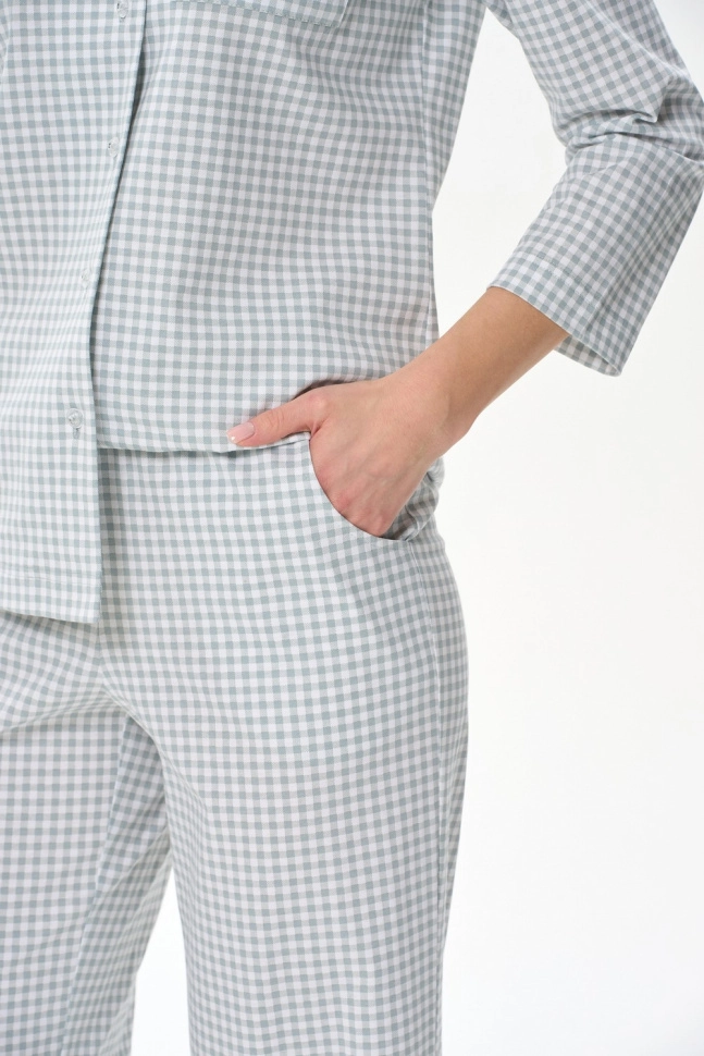 Пижама жен,p0301,p0301-c74.3f14(полынь,зел-св,,клетка), (48-164)