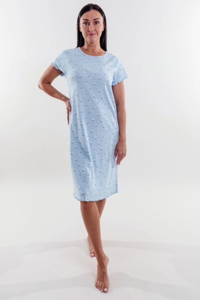 Сорочка ноч жен,в358295,-(нарцисс по голубому,гол,,цветы), (56-158,164)