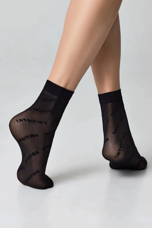 Носки жен,23с-77сп,-(nero,чер,,надписи), (23-25)