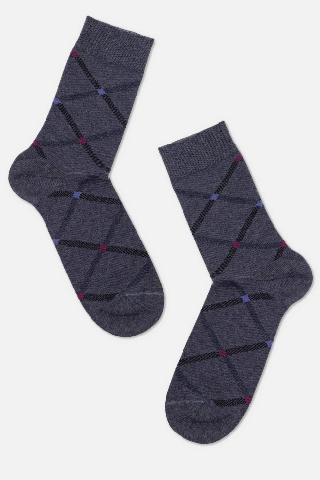 Носки муж,б2125,507(т.серый меланж,антрац,,ромбы), (25)