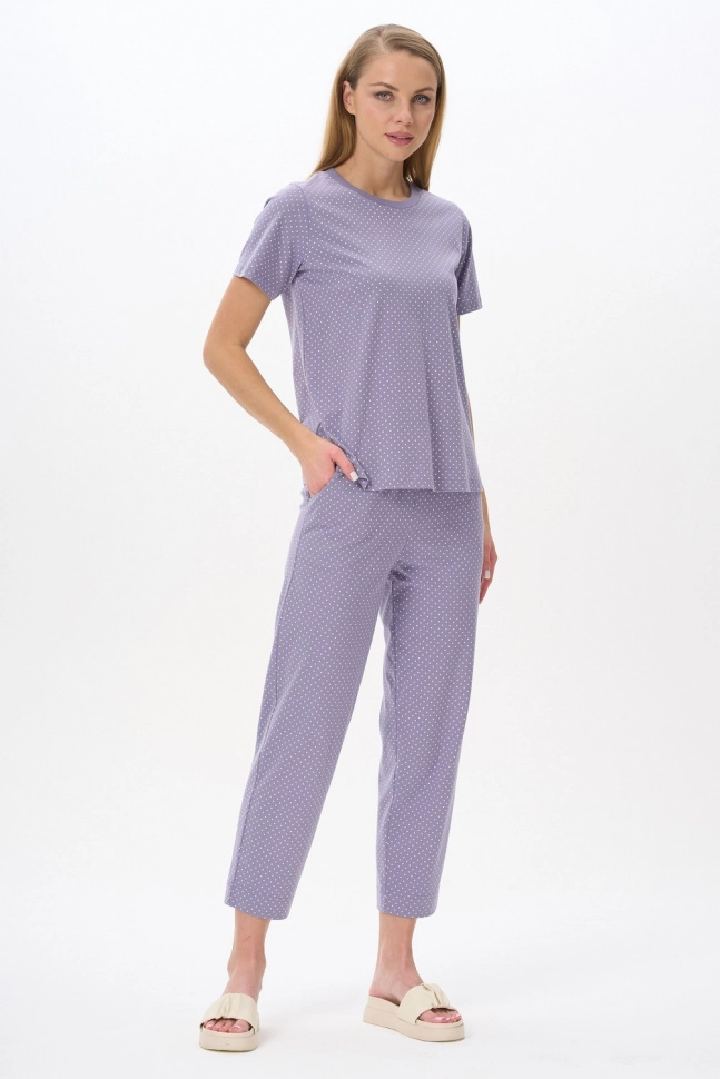 Брюки жен,b0280,b0280-g41.4s06(сиреневый,сер,,бел горош), (60-164)