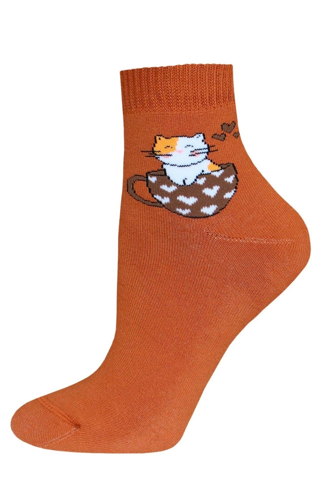 Носки жен,б1407,708(рыжий,терра,,кошка в кружке), (23)