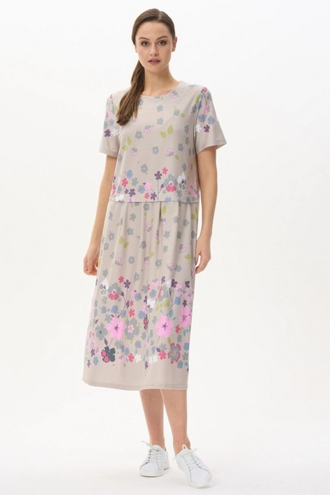 Платье жен,n1560,n1560-f19.4s03(бежевый,беж,,яркие цветы), (54-164)