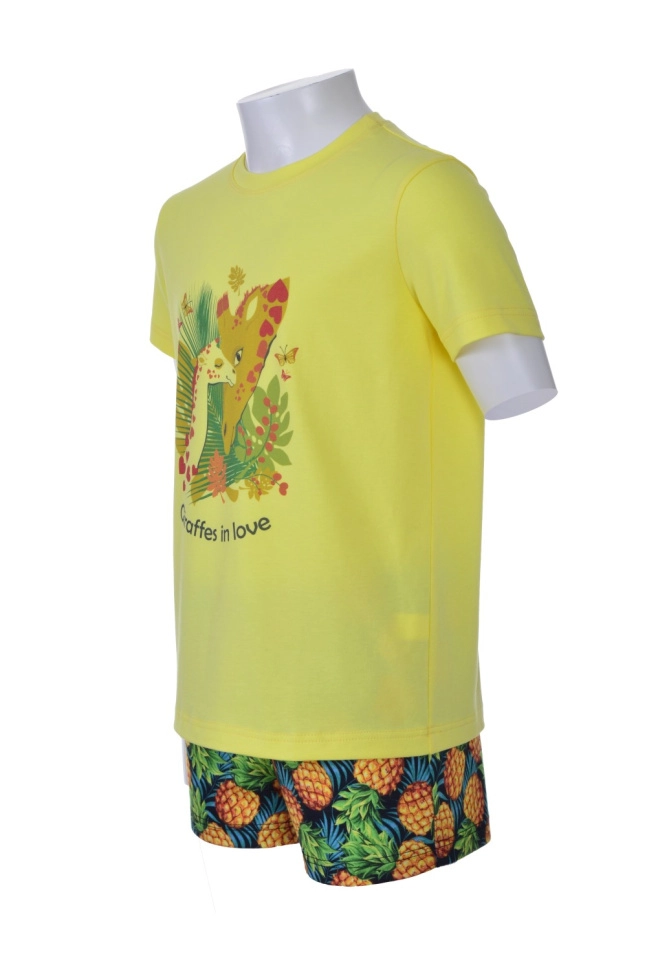 Пижама дев,s0681,s0682,s0681/4,s0682/4(светло-жёлтый комб.,жел,чер,ананасовый компот), (40-158)