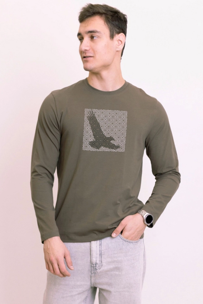 Джемпер муж,267604,5с4978(хаки,зел-т,,птица), (46-182,188)