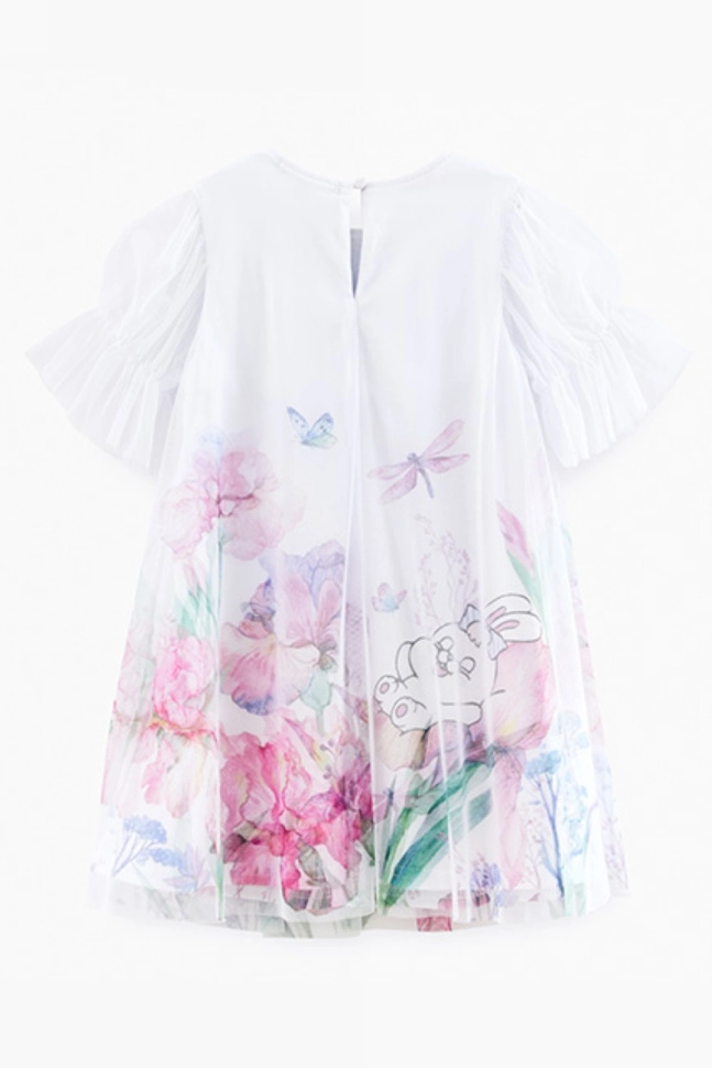 Платье дев,230201,-(белый,бел,,зайцы), (24-80)