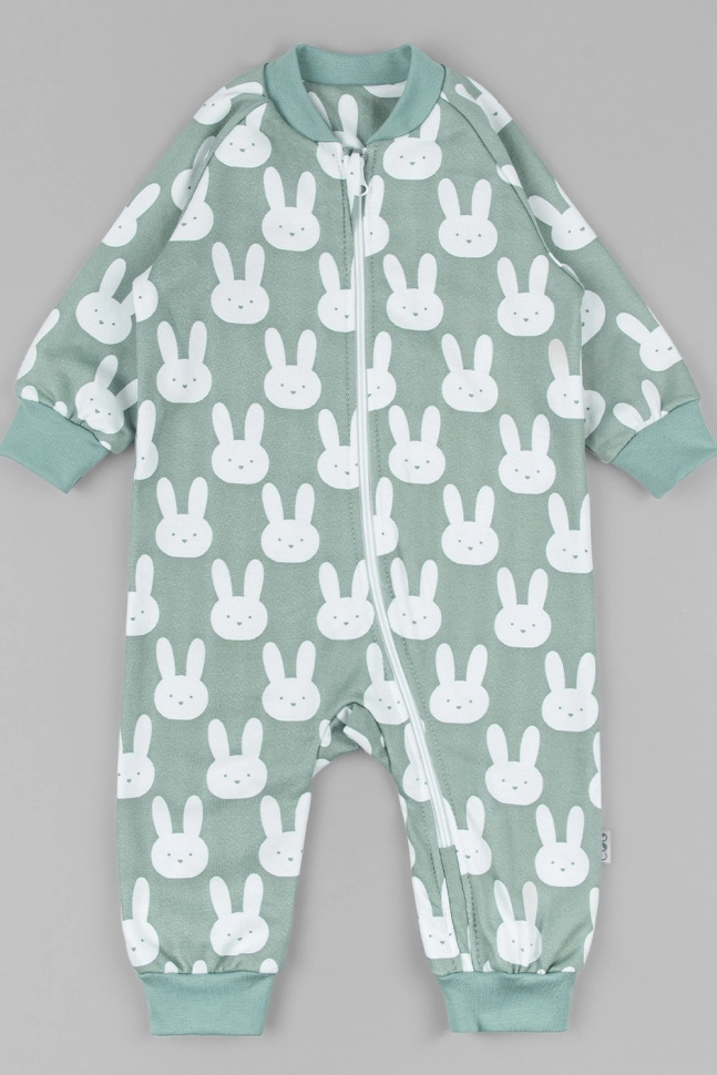 Комбинезон мал,3043а,-(мятно-белый,зел,,заяцы), (24-74)