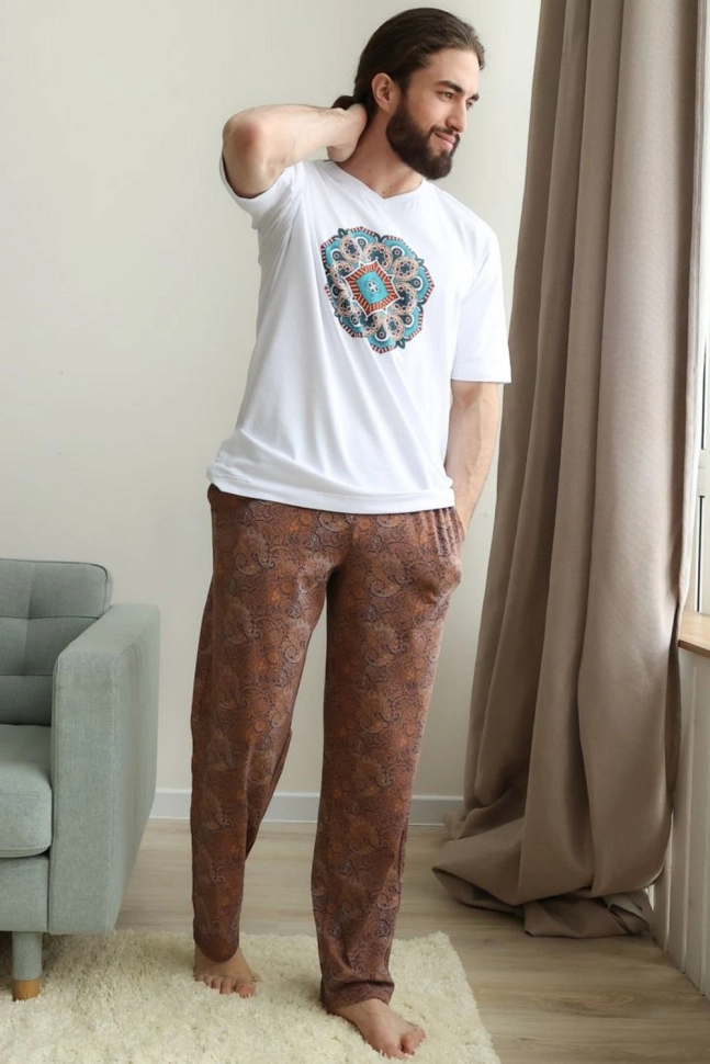 Брюки муж,50085,1h-079(темно-синий,терра,,огурцы), (48-170,176)