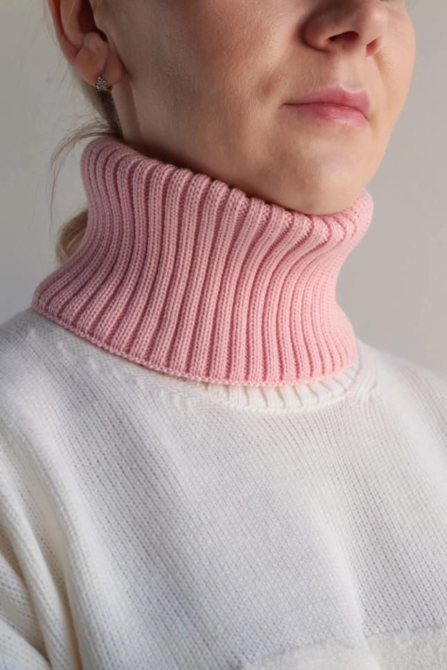 Шарф горло жен,6059-12,-(розово-персиковый BABY PINK 4E2319 ALICE28/2,роз-св,,меринос спецзаказ), (36х21)