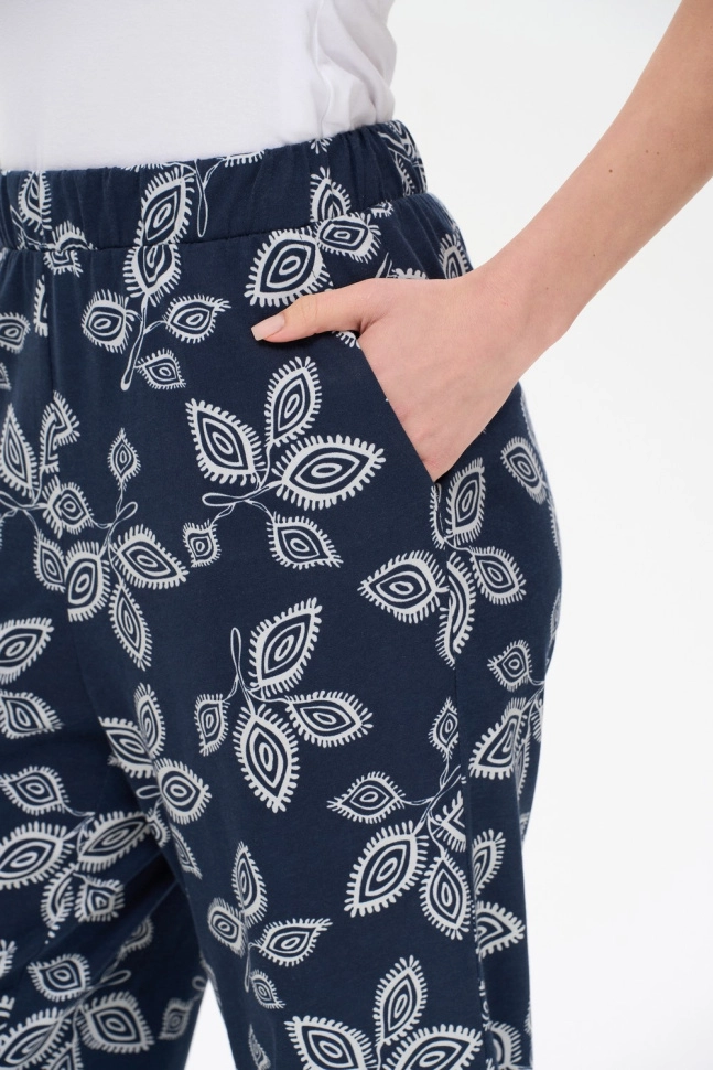 Брюки жен,b1280,b1280-p59.5s11(тёмно-синий,син-т,,молоч листья), (44-164)