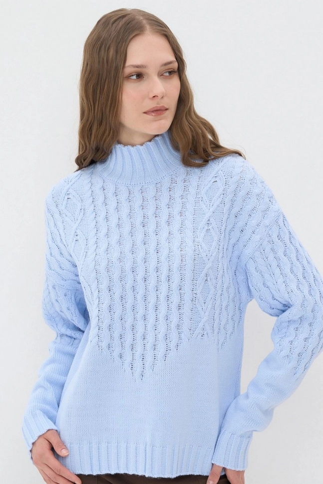 Джемпер жен,7232-40200,-(голубой,гол,,косы), (42-44-158,164)