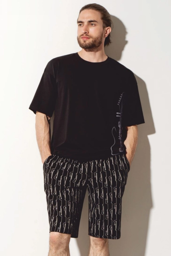 Шорты муж,45067,3h-091(черный,чер,,гитары), (46-176)