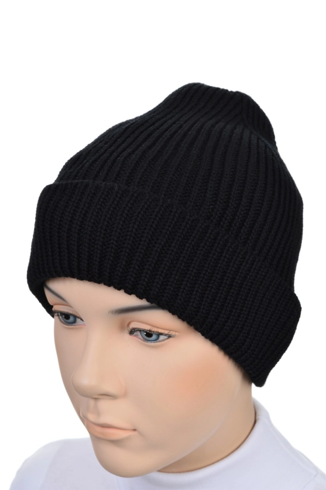 Шапка муж,с6374,9с0196(черный 9Е1049 Леонора,чер,,меринос спецзаказ), (60)