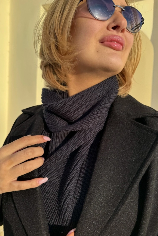 Шарф жен,6083-22,-(тёмно-синий NACHT BLAU 730 ASCONA 26/2,син-т,,меринос спецзаказ), (160х18)