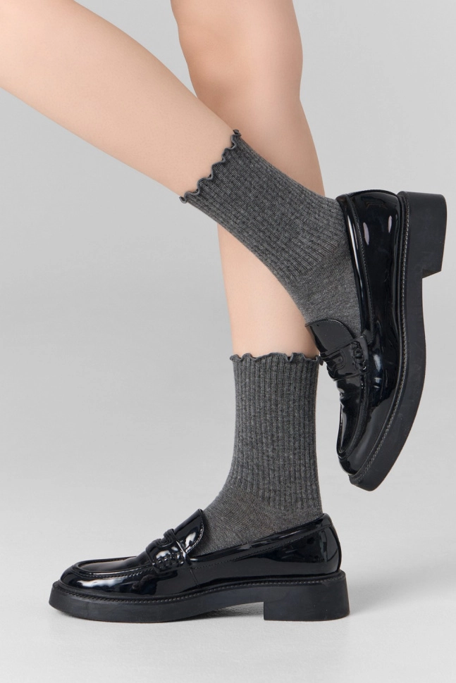 Носки жен,21283k,1719(т.серый меланж,антрац,,рюша), (25-27)