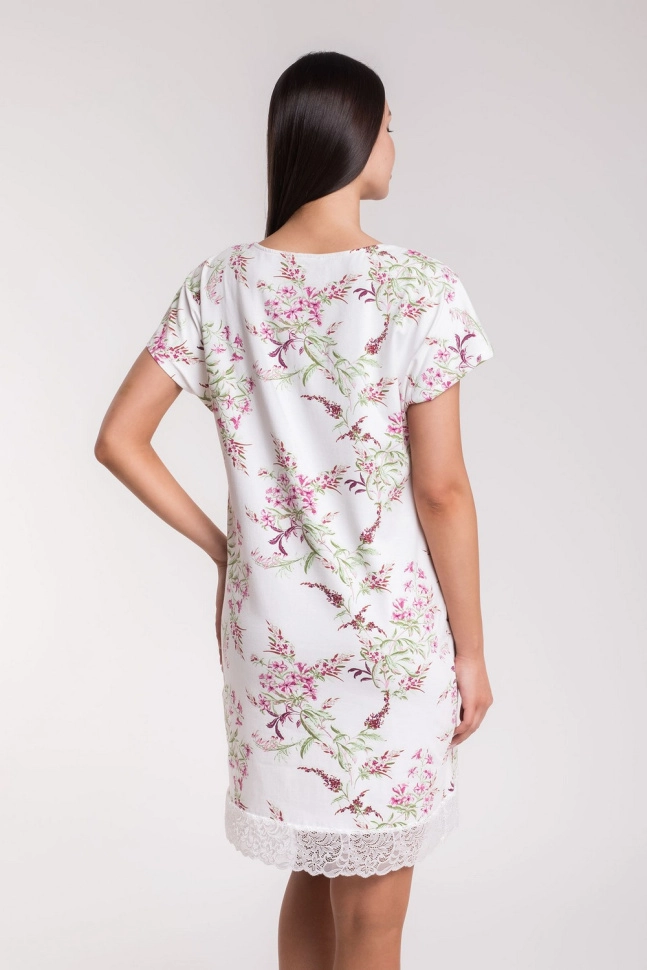 Сорочка ноч жен,s8149,s8149/27(тофу с рис. 11026,молоч,,цветы), (50-170)