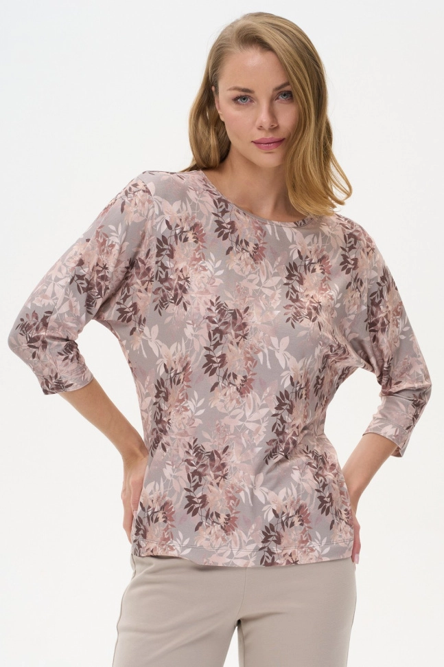 Джемпер жен,l0064,l0064-p19.5f15(бежевый,беж,,листья), (52-164)