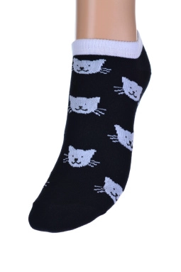 Носки жен,с967,-(черный,чер,,бел коты), (23-25)