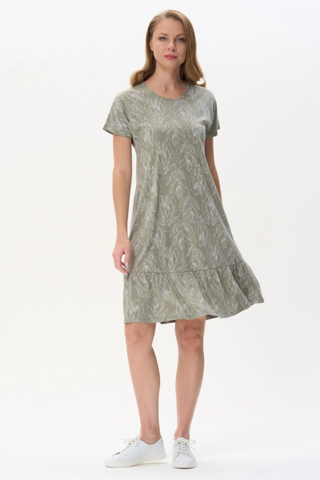 Платье жен,n3052,n3052-m72.5f09(оливковый,зел,,растительная графика), (46-164)