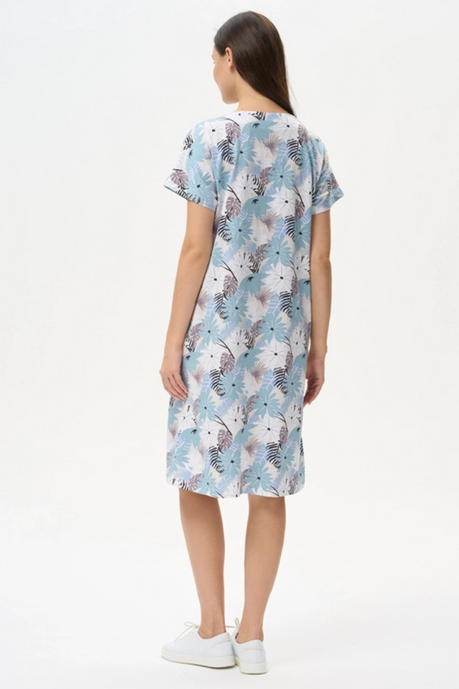 Платье жен,n1121,n1121-f18.5s03(голубой,гол,беж,листья), (54-164)