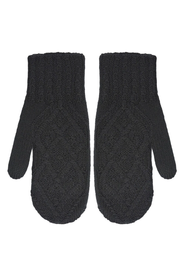 Варежки жен,а17703,а17703-17(черный,чер,,меринос ромбы), (17)