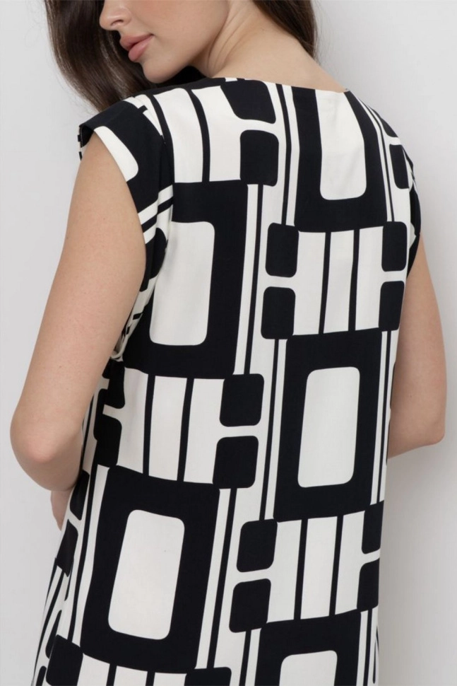 Платье жен,70204,1f-091б(черно-белый,чер,молоч,геометрия), (46-170)