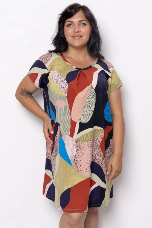 Платье жен,70205,1h-093(мультиколор,зел-св,персик,террак-син абстракц), (52-170)